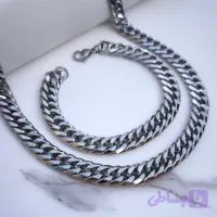 ست گردنبند دستبند مردانه ۱۰ میل کارتیر استیل