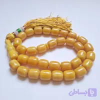 تسبیح سندلوس زرد 33 دانه اصل کد 1404 استوانه‌ای آقابزرگ