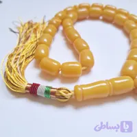 تسبیح سندلوس زرد بودار 33 دانه اصل کد 1405 استوانه‌ای کشیده آقابزرگ