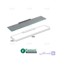 شلف حمام یک طبقه شیشه ای پیچی رنگ مشکی مات سری G فانتونی S066