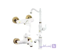 ست شیرآلات شیذر مدل مینیاتور سفید طلایی