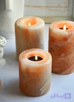 شمعدان سنگ نمک استوانه (3 عددی)دکوریCylindrical Rock Salt Candlestick