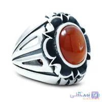 انگشتر نقره عقیق سرخ طبیعی طرح شیخ احمد کد S1440