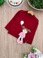 بلوز بافت دخترانه طرح دختر و بادکنک