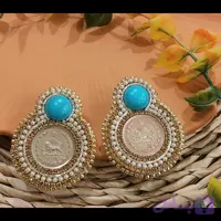 گوشواره جواهر دوزی طرح فیروزه نگارین