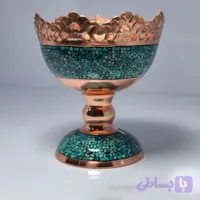 آجیل خوری مسی فیروزه کوبی شده 20 سانتی (پک عمده 12عددی)