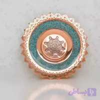 بشقاب مشبک مسی فیروزه کوبی و قلم زنی شده 25 سانتی (پک عمده 12عددی)