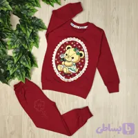 بلوز شلوار بچگانه دخترانه خرس گیپور سایز 40 تا 45 | قرمز