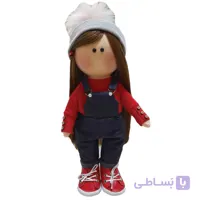 عروسک طرح روسی مدل دختر شلوار پیشبندی کد dg-0010 ارتفاع 30 سانتی متر