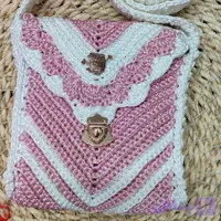 کیف مکرومه ماهتیسا شیار دار سفید صورتی مدل 2749