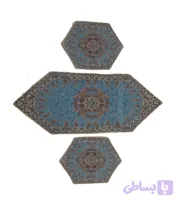 رومیزی 5 تیکه ترمه رنگ ابی کد125632