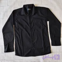 پیراهن مردانه مشکی آستین بلندتک جیب رسمی و شیک برای مهمانی ومحل کار (کد XZ2VV)