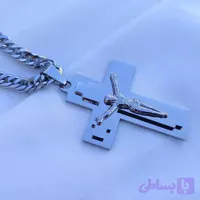 گردنبند صلیب نقره ای همراه زنجیر کارتیر