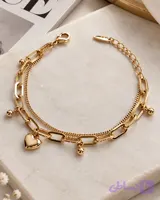 دستبند دو لاین آویز گوی و قلب ژوپینگ