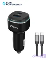 شارژر فندکی 75 وات پاورولوژی Powerology 75W Car Charger PCCSR024BKGYC + کابل USB C