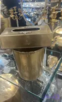 سطل و جای دستمال کاغذی هندی تمام برنج مدل برگ برند ریور