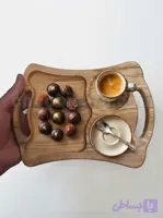 سینی چوبی سرو قهوه و تنقلات ۲۴ سانتی‌متری کد 390