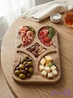 سینی مزه و تخته سرو چوبی طرح اشک ۲۲ سانتی‌متری کد 398