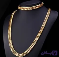 ست گردنبند و دستبند کارتیر دوبل تراشخورده استیل مردانه ۱۰میل کد ۵۰۱۰