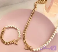 نیم‌ ست ترکیبی کارتیر طلایی و مروارید کد ۳۵۰۱