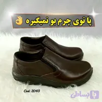 کفش چرم طبیعی مجلسی اداری مردانه زیره طبی تزریق مستقیم قهوه ایی 2043 با ارسال رایگان