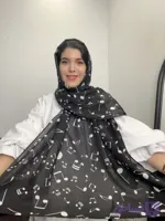 شال مشکی طرح نت موسیقی