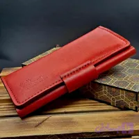 کیف پول و موبایل چرم گاوی قرمز kp102