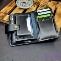 کیف جا کارتی چرم طبیعی مشکی مدل j109
