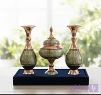 ست خاتم کاری شکلات خوری و گلدان | ست هدیه خاتم اصل