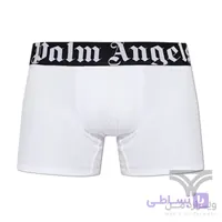 شورت مردانه باکسر بریف اورجینال وارداتی برند Palm Angels سفید کش مشکی 5 سانتی