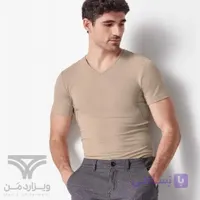 زیرپوش نیم آستین | تیشرت مردانه جاذب رطوبت یقه هفت کرم اورجینال وارداتی برند اسمارا من (Livergy) Esmara Men آلمان