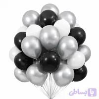 پک بادکنک آرایی نقره‌ای، مشکی و سفید