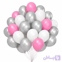 پک بادکنک آرایی نقره ای، سفید و صورتی