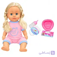 عروسک نوزاد دخترانه موزیکال با شیشه شیر و لوازم کامل