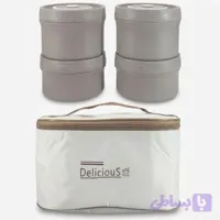 ظرف غذا مدل گرد به همراه کیف مجموعه 4 عددی Delicious food