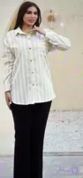 شومیز آستین بلند زنانه ایران ابریشم از جنس لنین راه راه