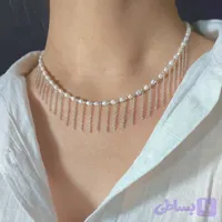 گردنبند مروارید پرورشی و زنجیر نقره
