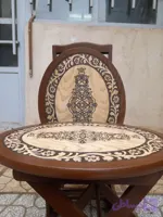 میز عسلی تاشو چمدانی طرح منبت بیضی دورنگ