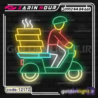 تابلو نئون طرح موتور دلیوری (کد 12172) + فایل کورل delivery فست فود ( ال ای دی LED NEON )