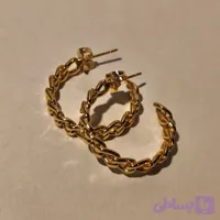 گوشواره میخی طرح طلا مدل زنجیری