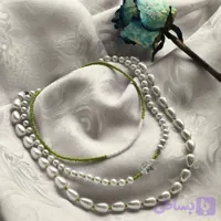 ست گردنبند سبز مینیمال مرواریدی