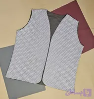 جلیقه نخی زنانه دو رو طرح خطی