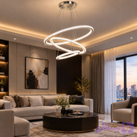لوستر مدرن LED سه حلقه دو طرف نور ریموت‌دار