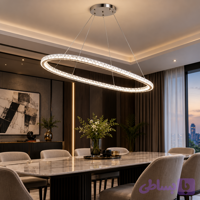لوستر LED مدل بیضی دو طرف نور ۱۱۰ سانتی‌متر با ریموت کنترل