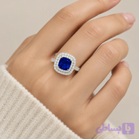انگشتر ژوپینگ نگین ابی کاربنی