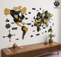 نقشه چوبی جهان مدل چند رنگ و چند لایه 2