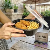 ظرف ماکروفری مشکی گرد درب دار یکبار مصرف