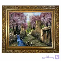 تابلو فرش ماشینی طرح باغ روستایی