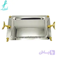 سینی استیل پایه دار سلینا مدل فلیم طلایی بزرگ 95421