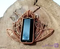 گردنبند سنگ طبیعی عقیق سرخ دست‌ساز بافته با مس